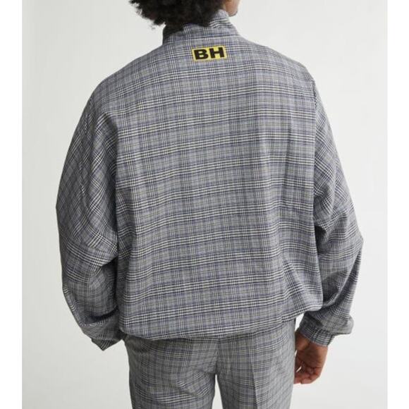 NWT BOBBLEHAUS URBAN OUTFITTERS JACKET MENS PLAID TARTAN HALF ZIP GREY - Picture 4 of 15